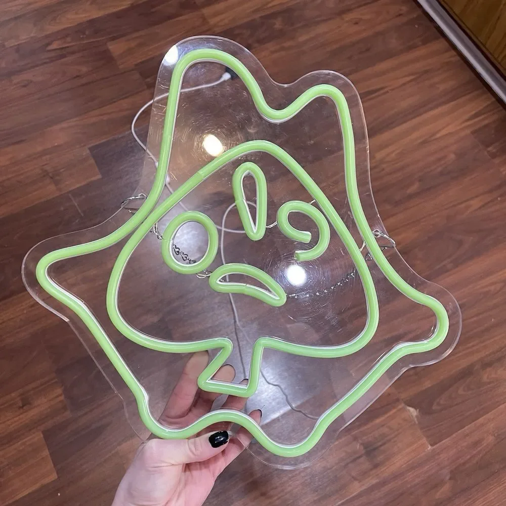 Legend Of Zelda Korok Leaf Mask LED Neon Green Sign 14x14‎ USB Light